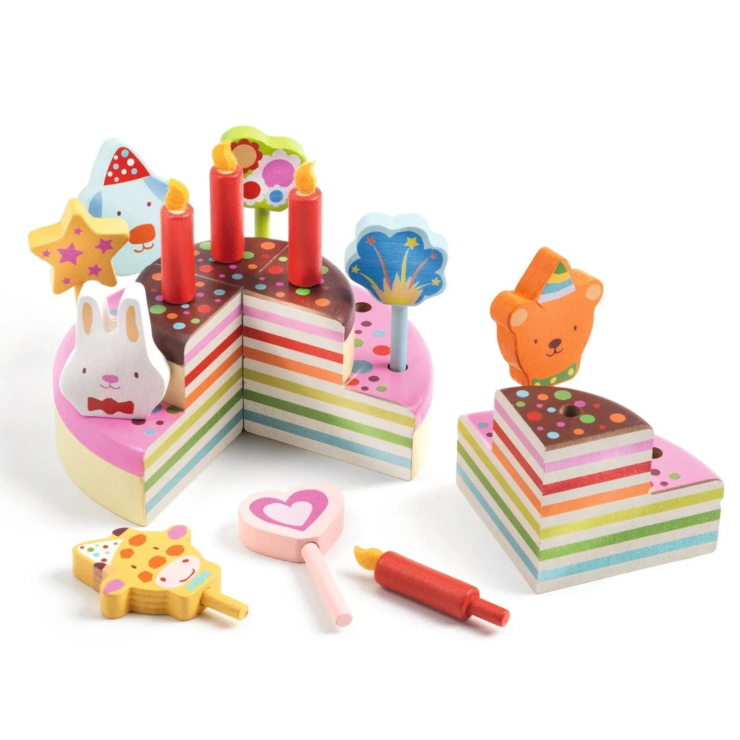 Wooden Happy Birthday Cake Set