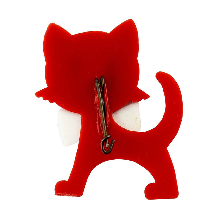 Retro Cat Pin Red/White