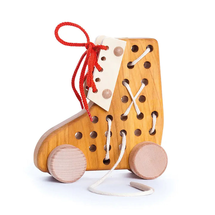 Wooden Lace Up Shoe Toy
