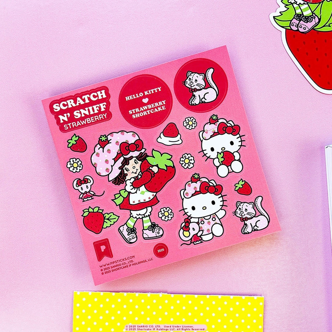 Strawberry Fields Scratch 'n Sniff Stickers (2ct) - Hello Kitty and Friends x Strawberry Shortcake
