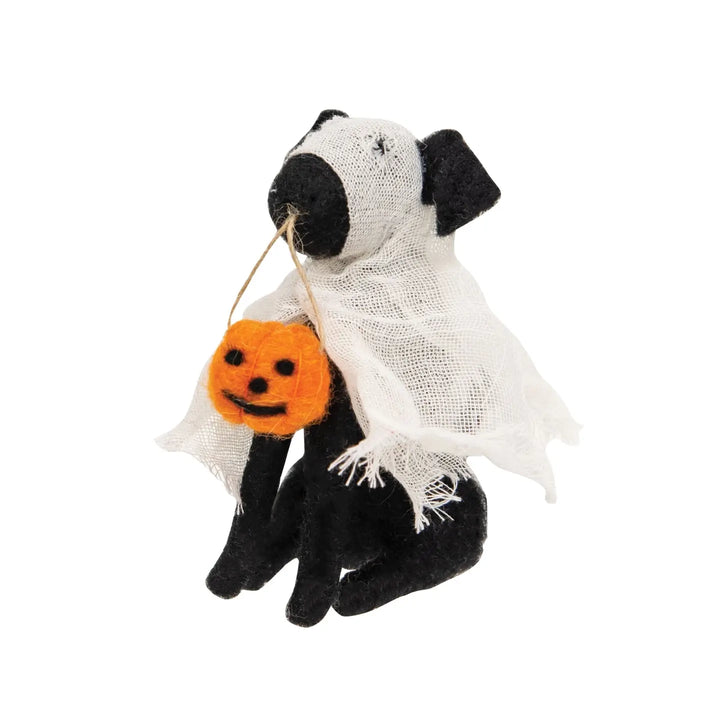 Felted Ghost Dog Ornament