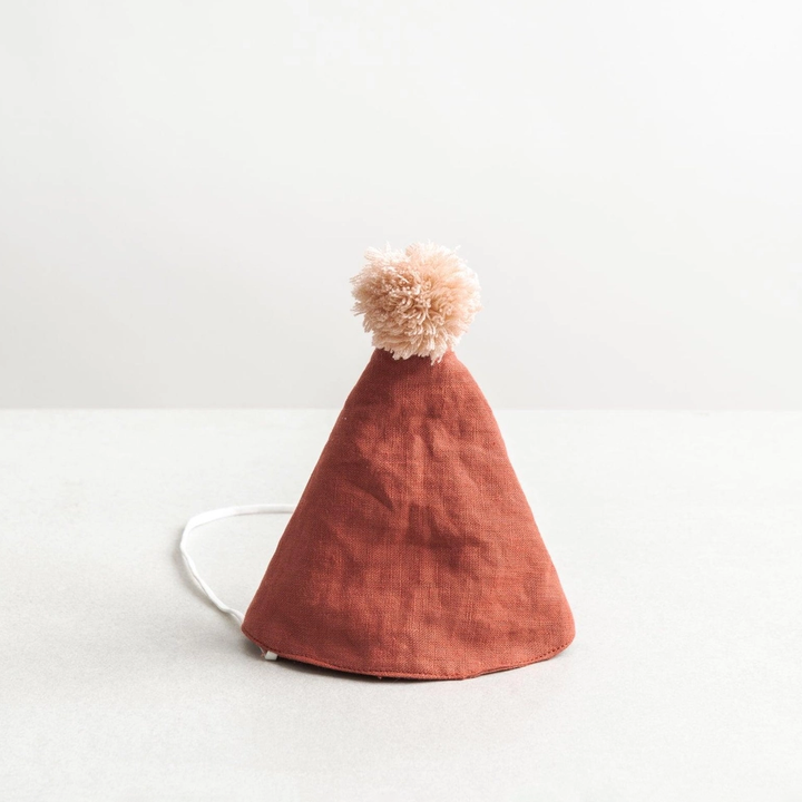 Handmade Linen Party Hat with Pom Pom- Available in Other Colors!