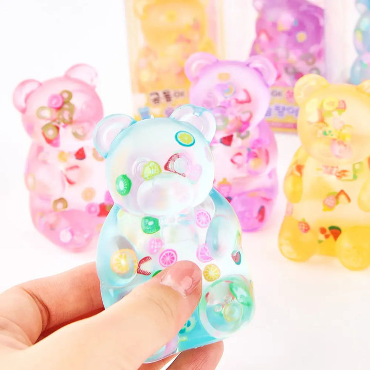 Korean Fruit Confetti Clear Gummy Bear Squishy Toy