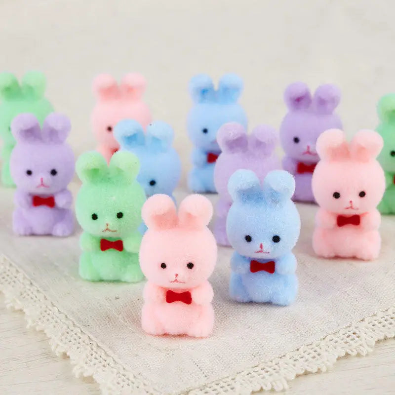 1" Miniature Flocked Bunnies - Assorted Colors