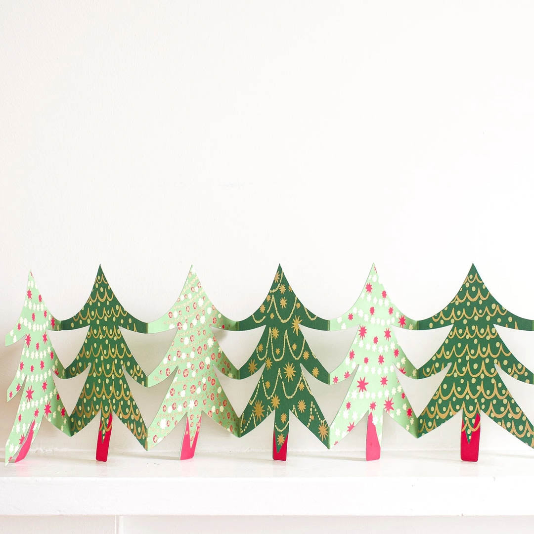 Christmas Trees Concertina Paper Garland