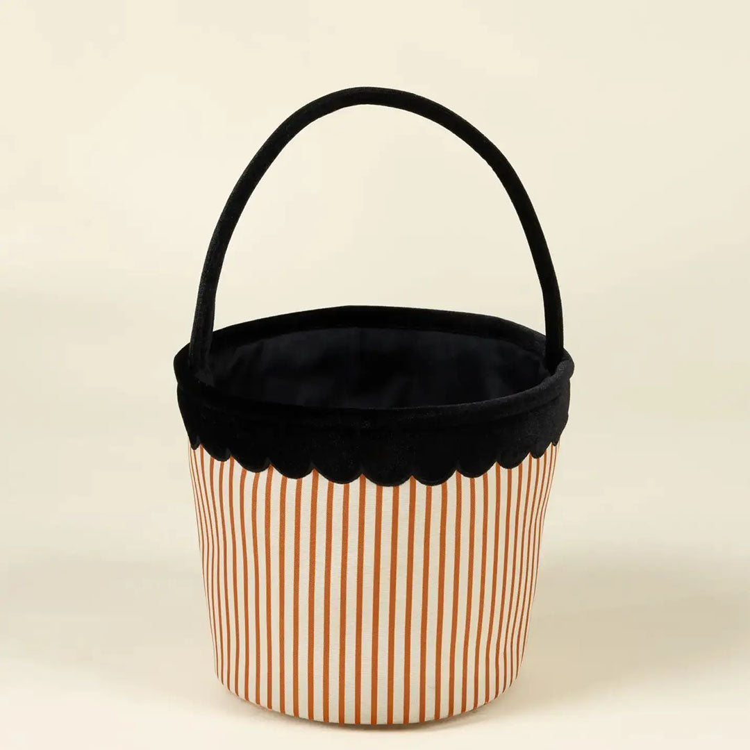 Pumpkin Stripe Scalloped Fabric Treat Basket