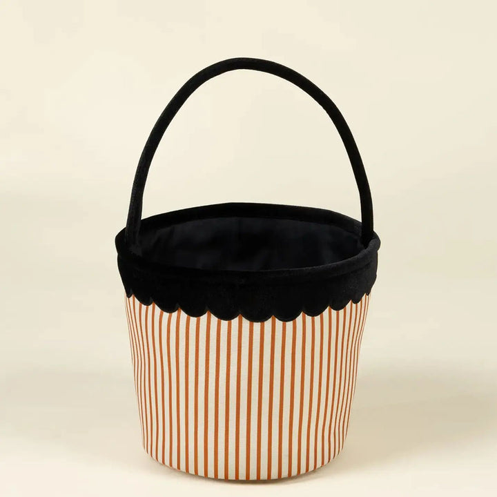 Pumpkin Stripe Scalloped Fabric Treat Basket
