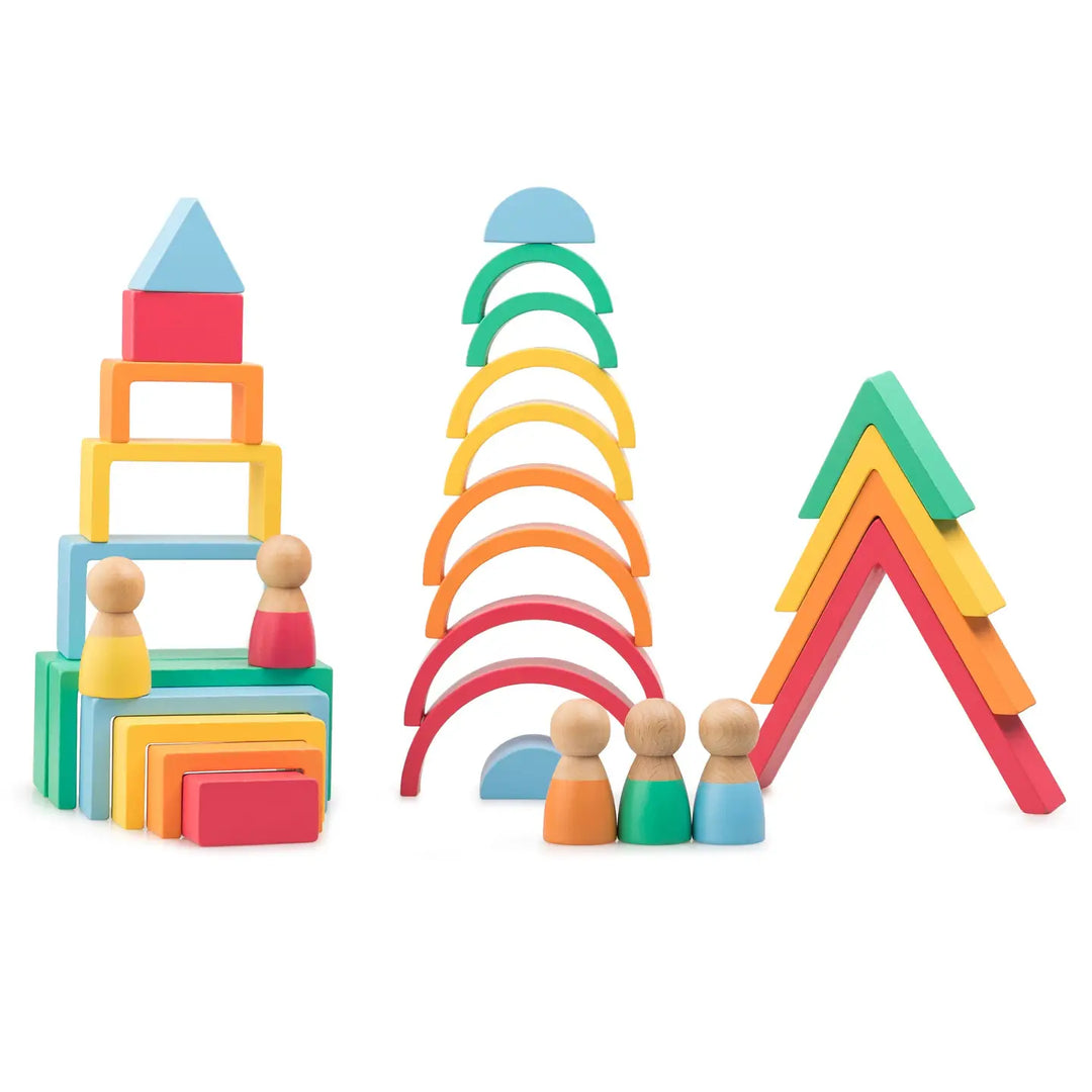 Wooden Montessori Rainbow Blocks Set