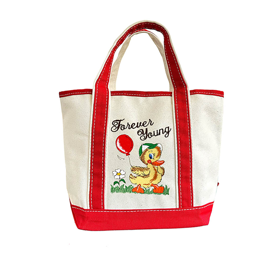 NEW Mini Canvas Tote Bag- Embroidered Forever Young
