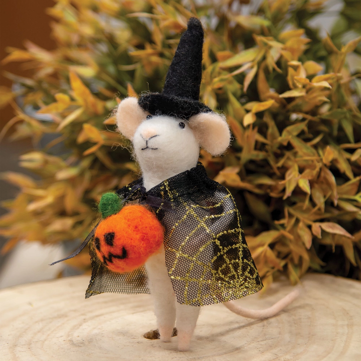NEW Felted Witch Mouse Ornament
