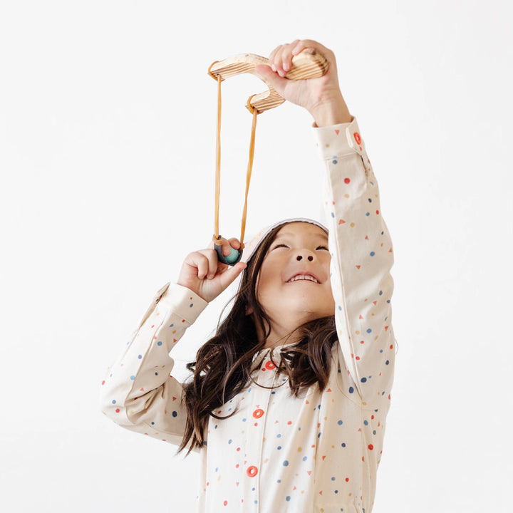 Wood Slingshot with 12 Felt Balls - Bright Assortment