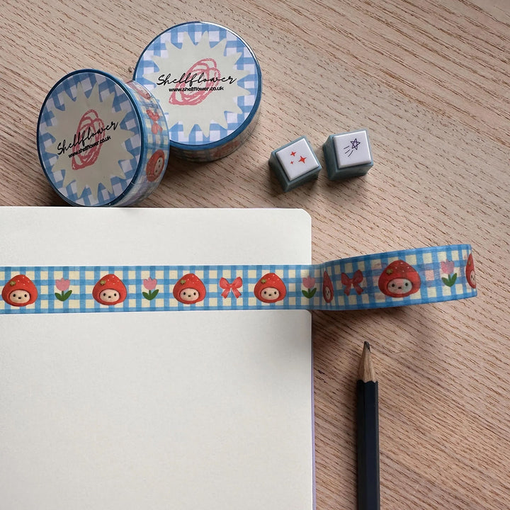 Strawberry Bunny Gingham Washi Tape