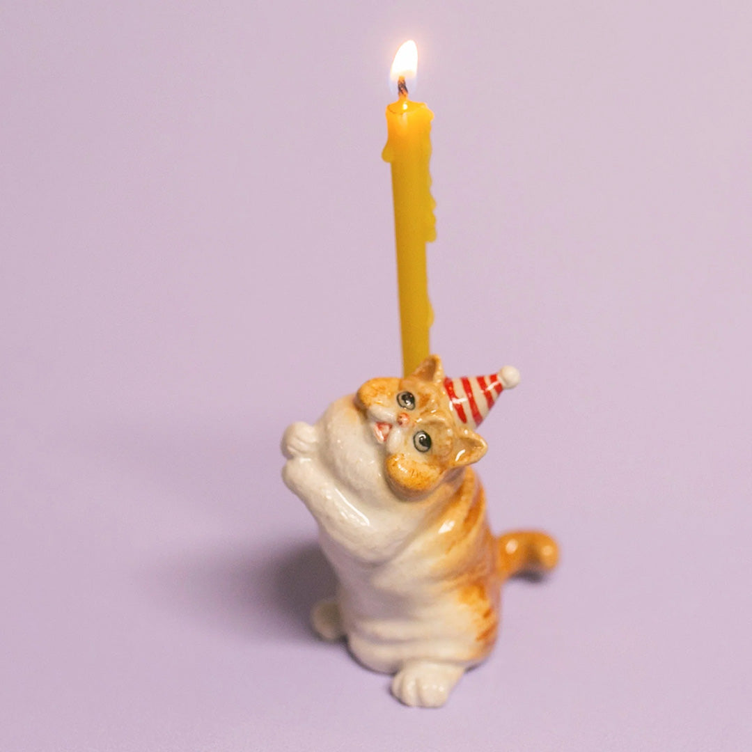 Limited Ceramic Cake Topper Candle Holder- Exotic Shorthair Cat