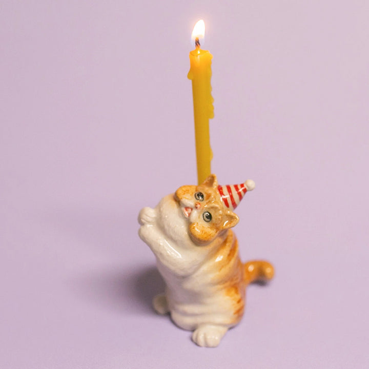 Limited Ceramic Cake Topper Candle Holder- Exotic Shorthair Cat
