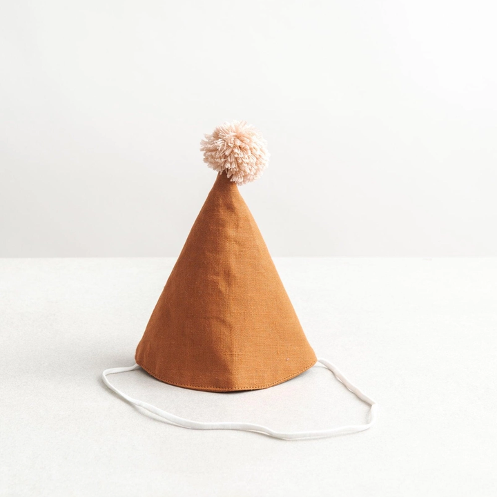 Handmade Linen Party Hat with Pom Pom- Available in Other Colors!