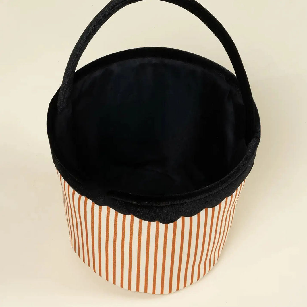 Pumpkin Stripe Scalloped Fabric Treat Basket