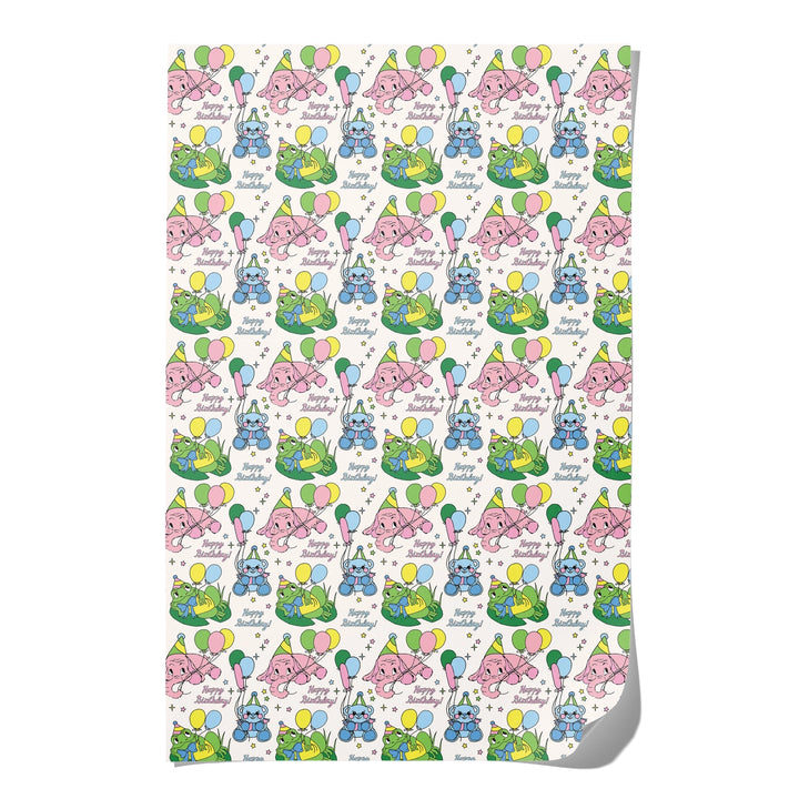 Birthday Animals Wrapping Paper Roll- Set of 3 Wrapping Paper