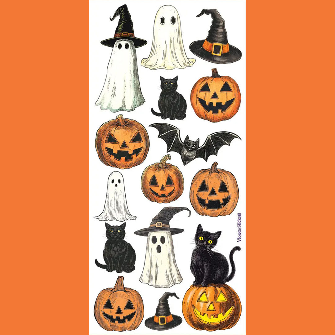Crystal Pumpkin and Cat Stickers
