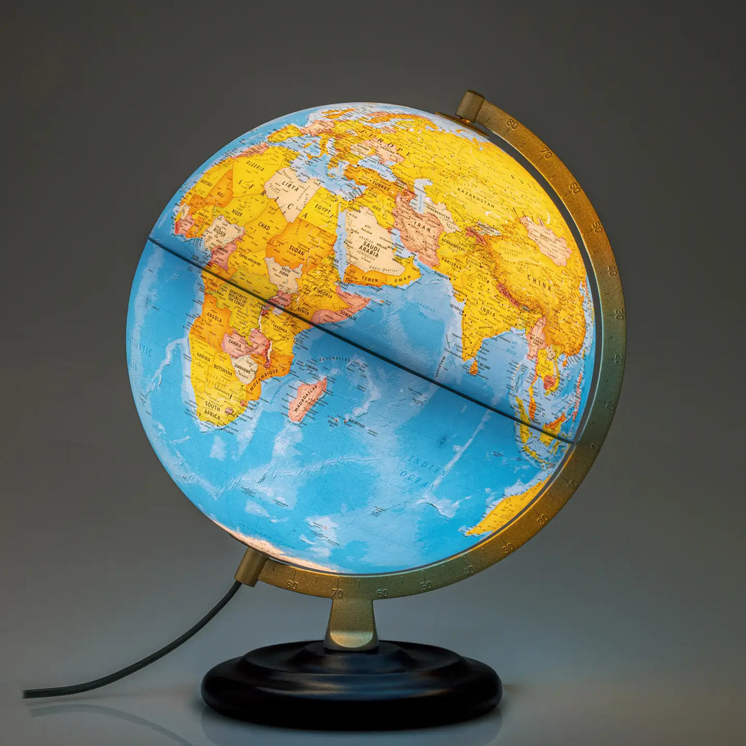 Classic Globe Light Lamp- Wood Base