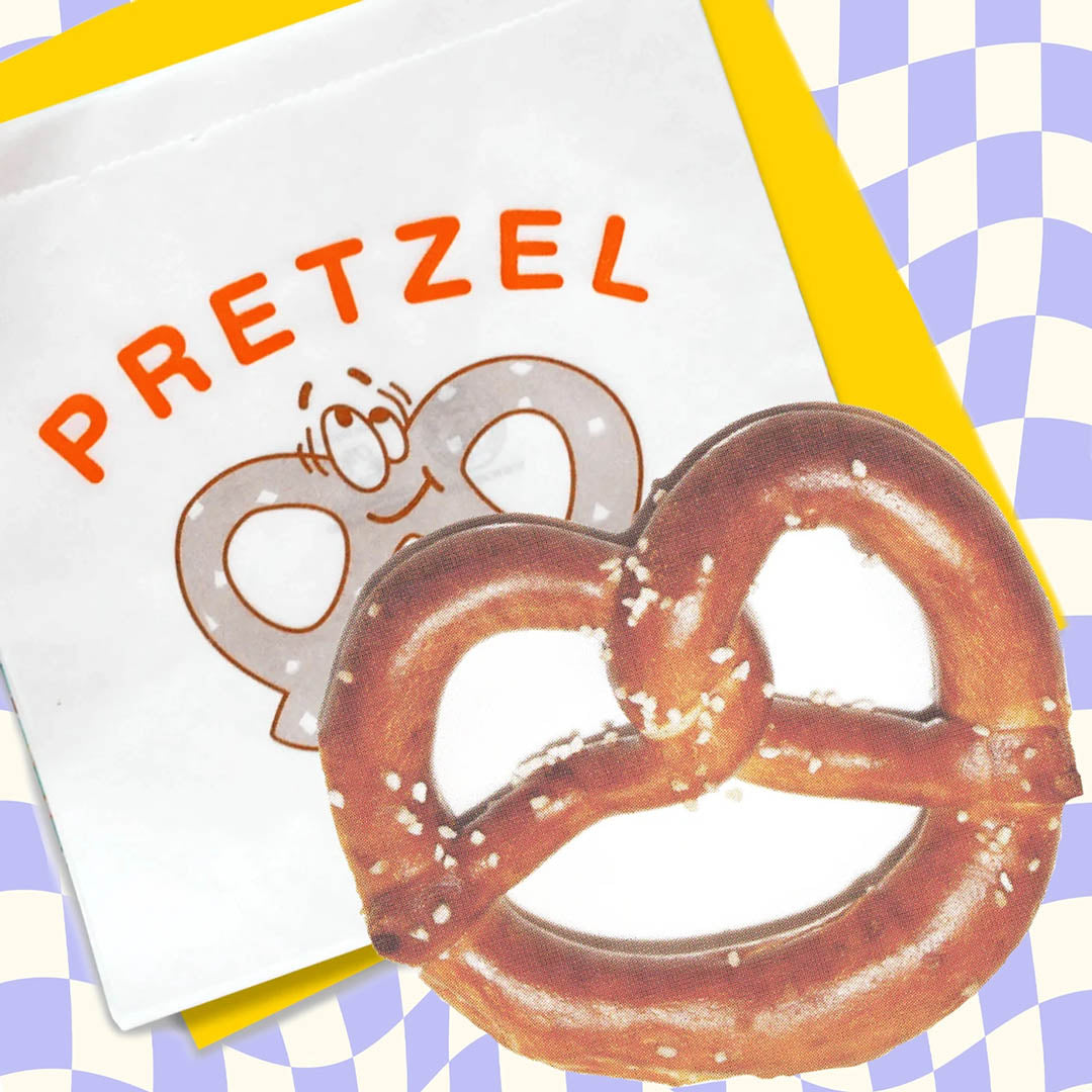 Retro NYC Pretzel Postcard With Envelope & Concession Bag