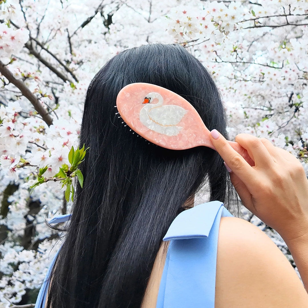 Hand-painted Swan Great Hair Brush