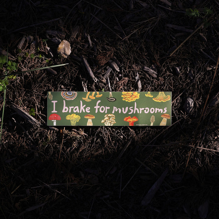 I Brake for Mushrooms Bumper Sticker