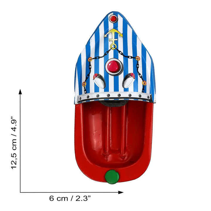 Retro Tin Toy Candle Boat Pop Pop Boat - Striped Blue