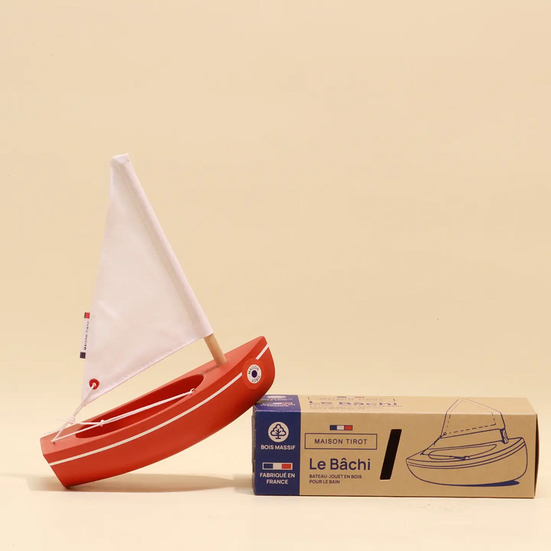 French Wooden Sail Boat - Le Bâchi - Red