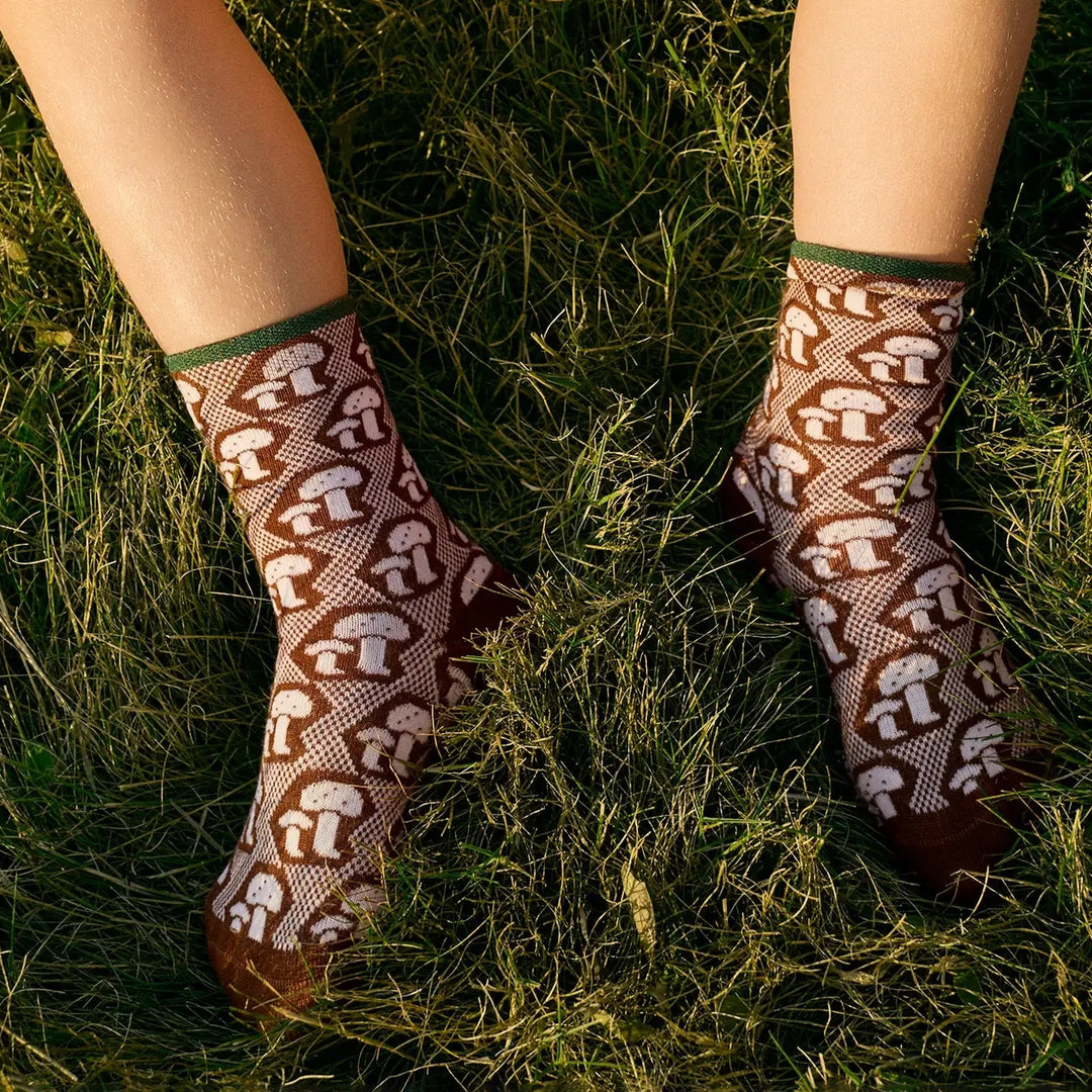 Mini Mushroom Button Crew Socks