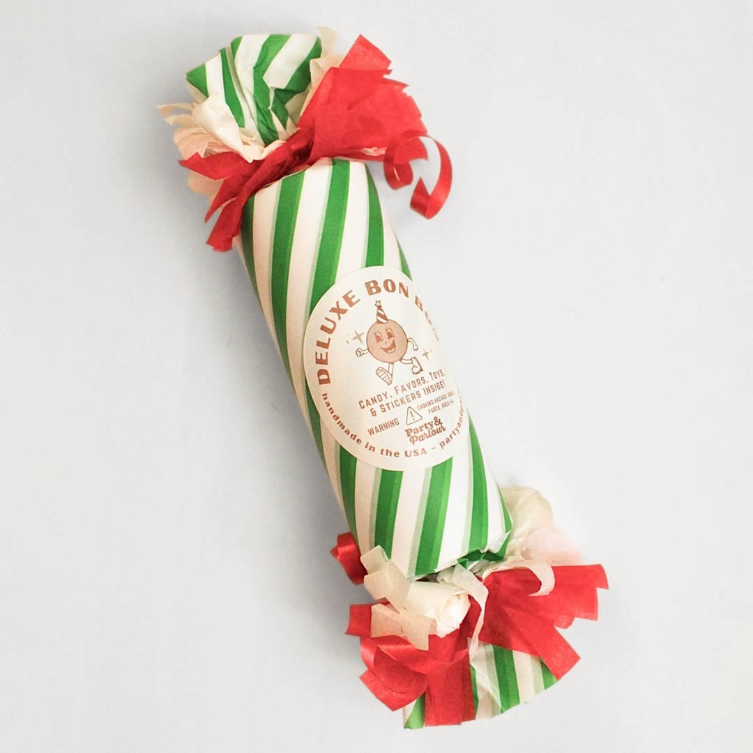 NEW Christmas Striped Deluxe Surprise Bon Bon Handmade Favor - Green