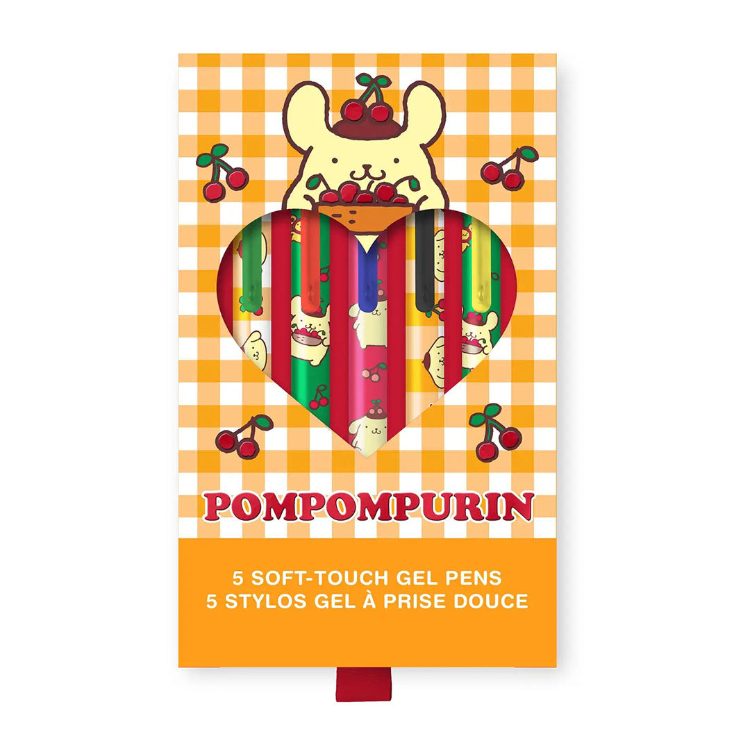 Sanrio Pompompurin Cherry Picnic Soft-Touch Gel Pen Set