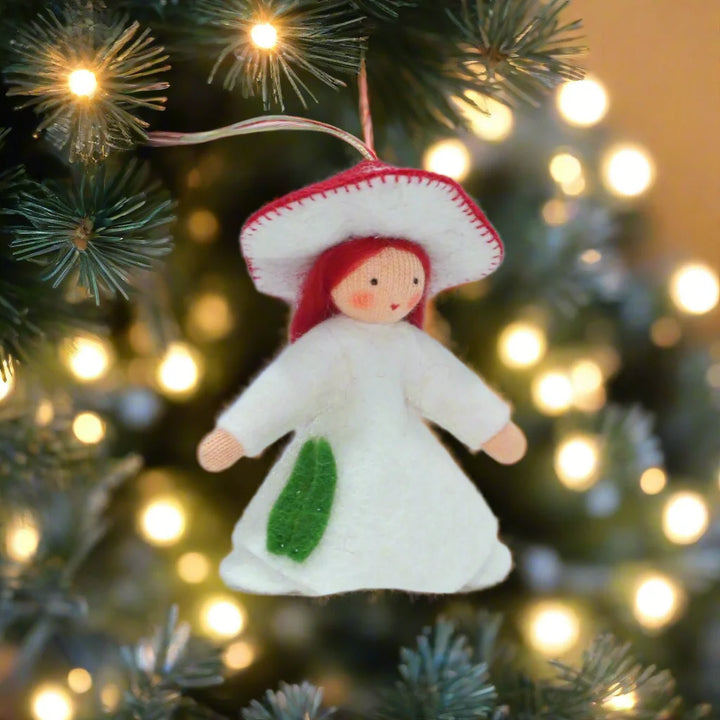Wool Felt:  Red Mushroom Fairy Ornament