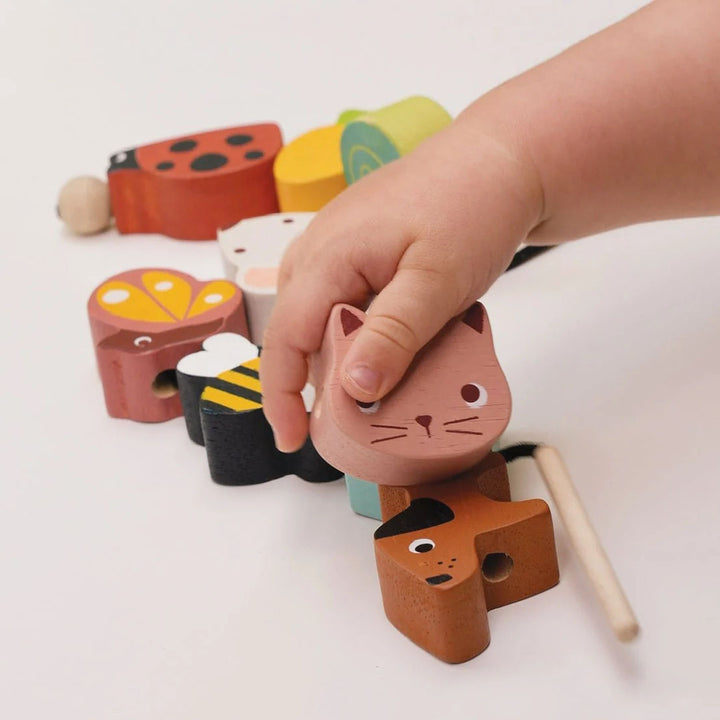 Wooden Garden Threading Beads