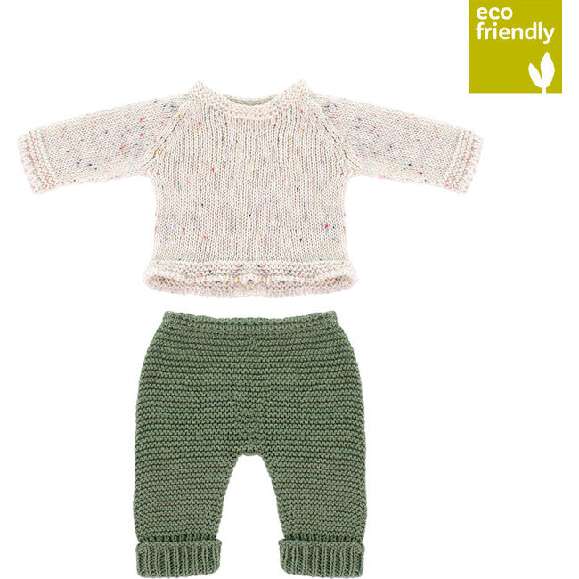 NEW Doll Clothing: Cream Knit Top with Green Pants Set 12 5/8" Set