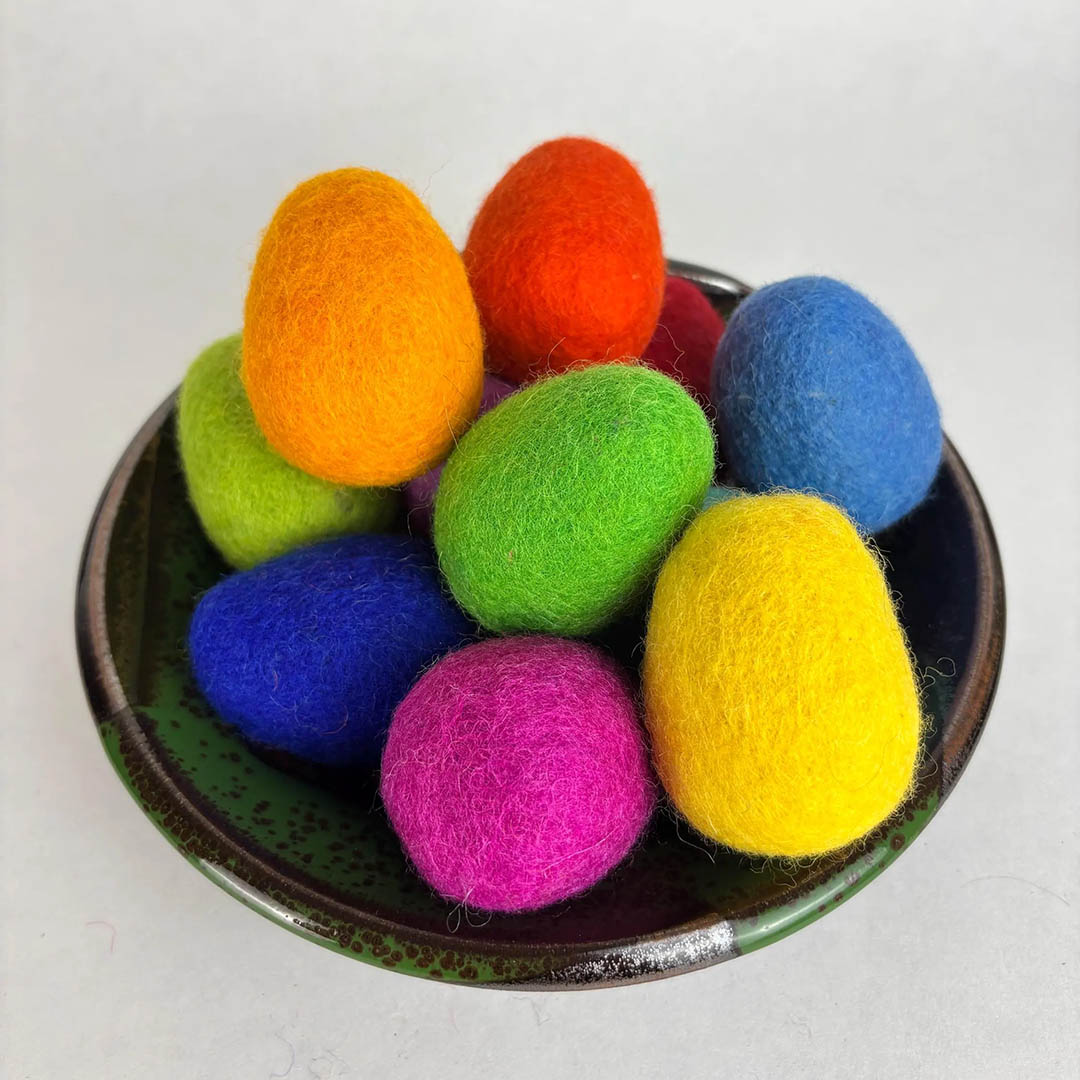 Wool Felt Eggs - Rainbow Party Set of 12