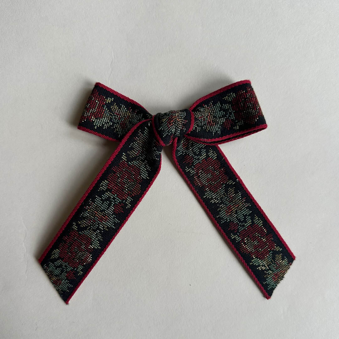 Sailor Hair Bow - Vintage Red and Green