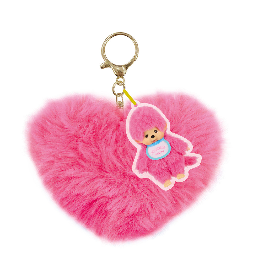 Japanese Blind Capsule - Monchhichi Fluffy Heart Charm Keychain