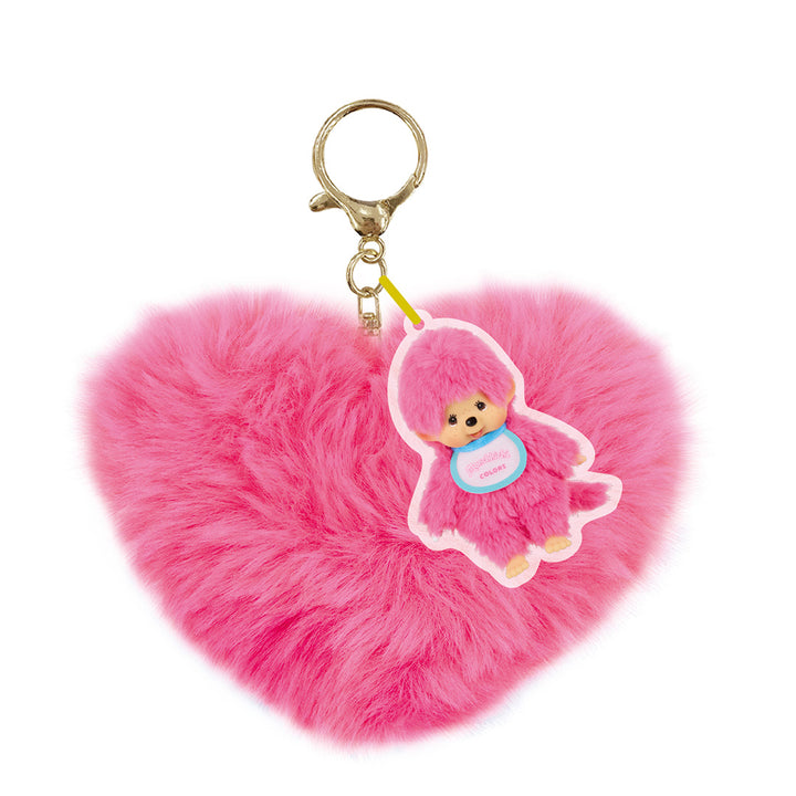 Japanese Blind Capsule - Monchhichi Fluffy Heart Charm Keychain