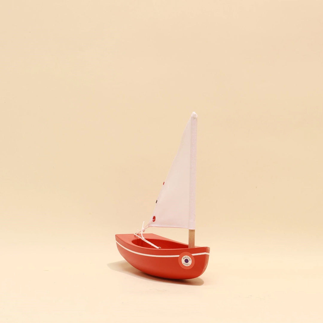 French Wooden Sail Boat - Le Bâchi - Red