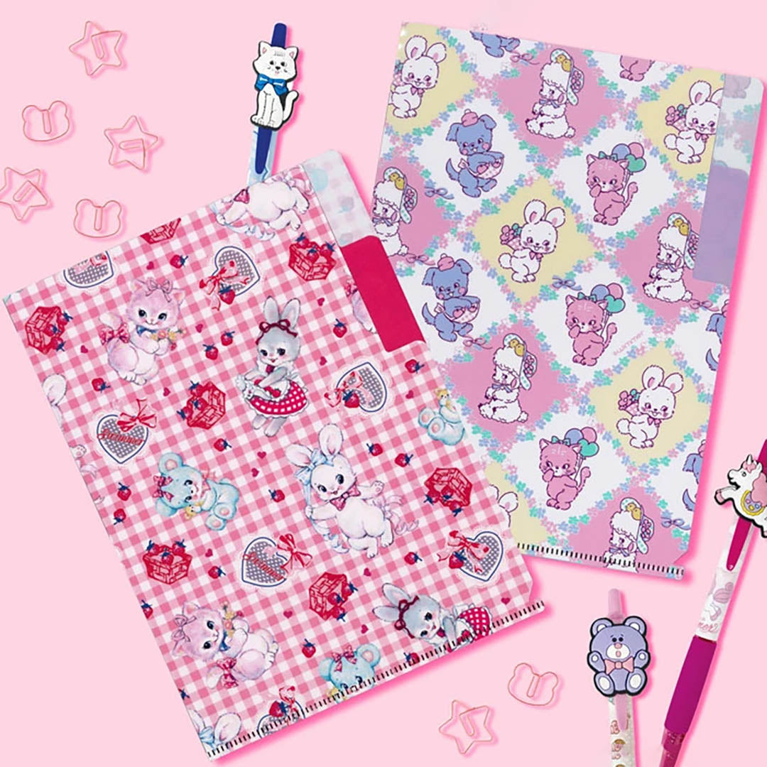 Swimmer Kawaii Pocket Size Clear Folder - Gingham