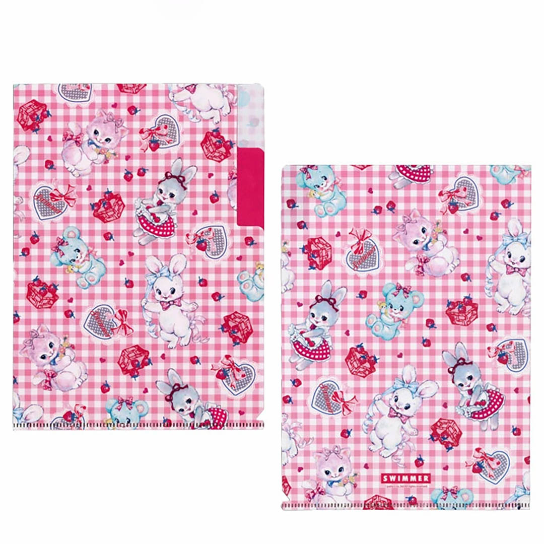 Swimmer Kawaii Pocket Size Clear Folder - Gingham