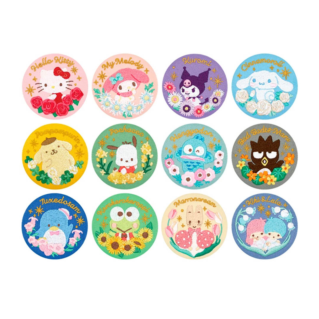 Japanese Blind Box: Official Sanrio Characters Embroidered Pin Badge Flowers