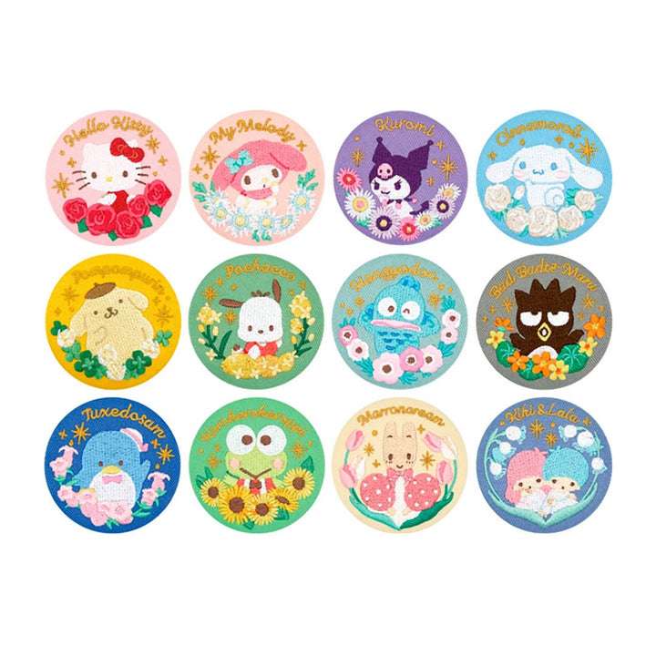 Japanese Blind Box: Official Sanrio Characters Embroidered Pin Badge Flowers