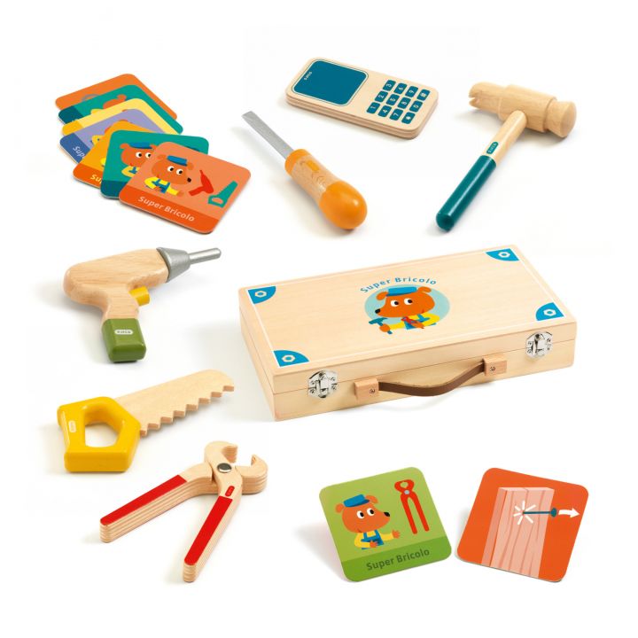 Super Brico Wooden Tool Box Set