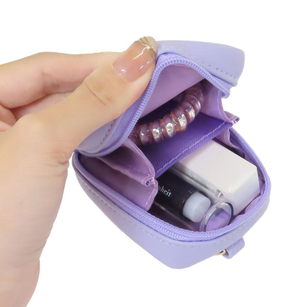 NEW Swimmer Kawaii Zip Pouch w/Metal Clip - Kitty Cat Purple
