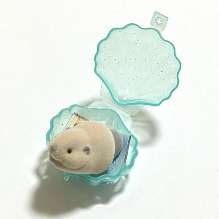 Japanese Flocked Beaver in Shell Figurine Capsule