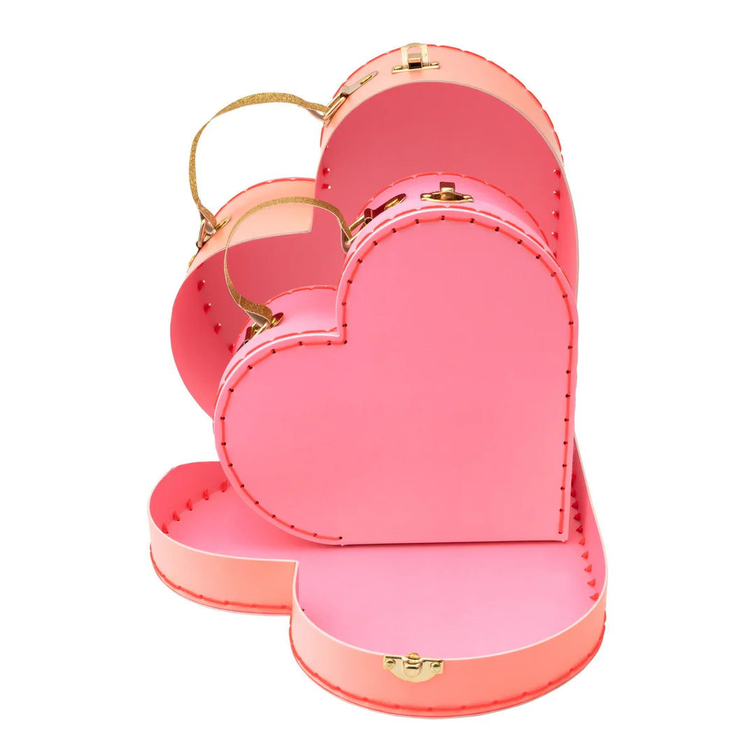 Pink Heart Suitcase Set of 2