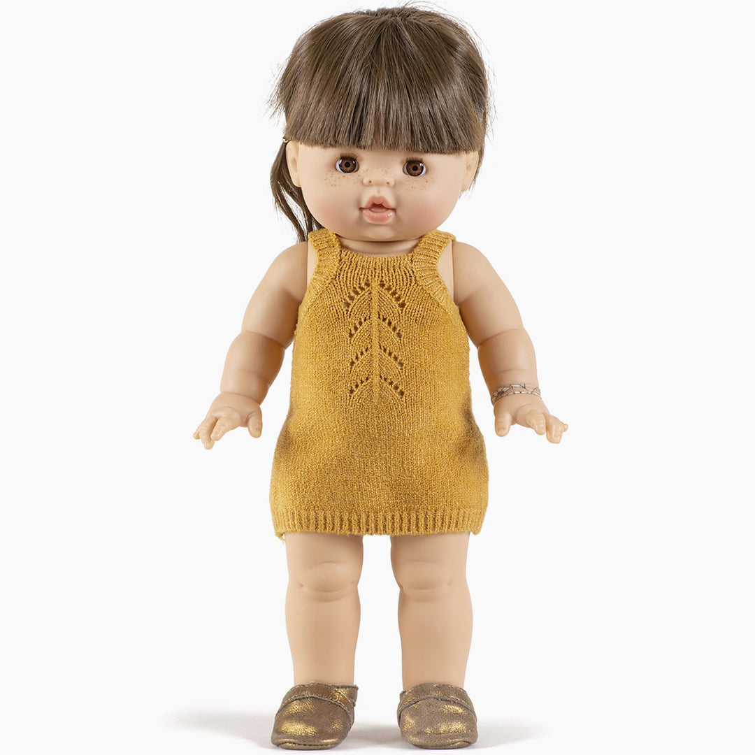 French Baby Doll Outfit: Knit Dress Mustard Yellow