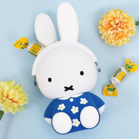New Japanese 3D Miffy Coin Purse Bag- Blue Flowers