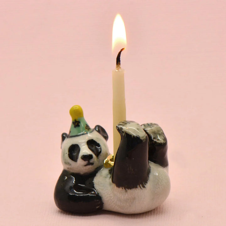 NEW Limited Ceramic Party Animals Candle Holder- Panda